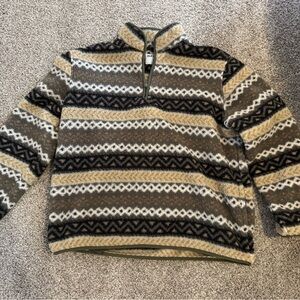 Old Navy Olive, Tan, Black & Cream Patterned Quarter-Zip Pullover